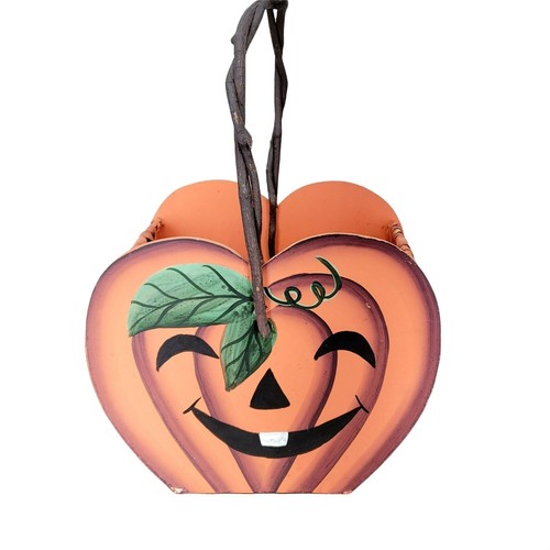 Orange Pumpkin wooden Wicker Big Basket