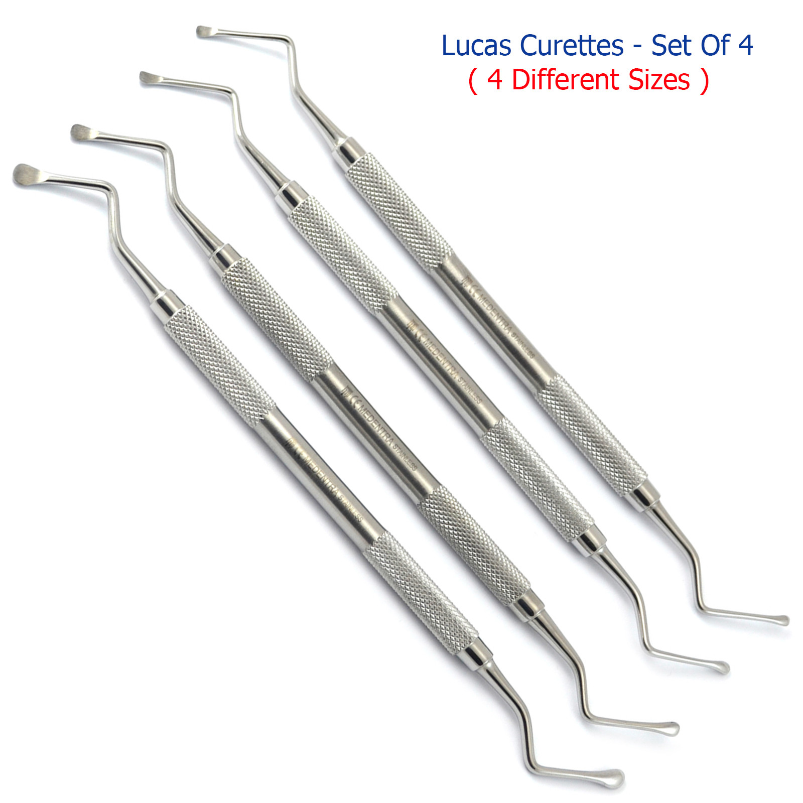 MEDENTRA® 4PCS Sizes Bone Lucas Curettes Surgical Curettage Cyst