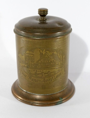 Atemberaubende Messing Teedose | Kupferboden Deckel Blecheinsatz Vintage Ornament.
