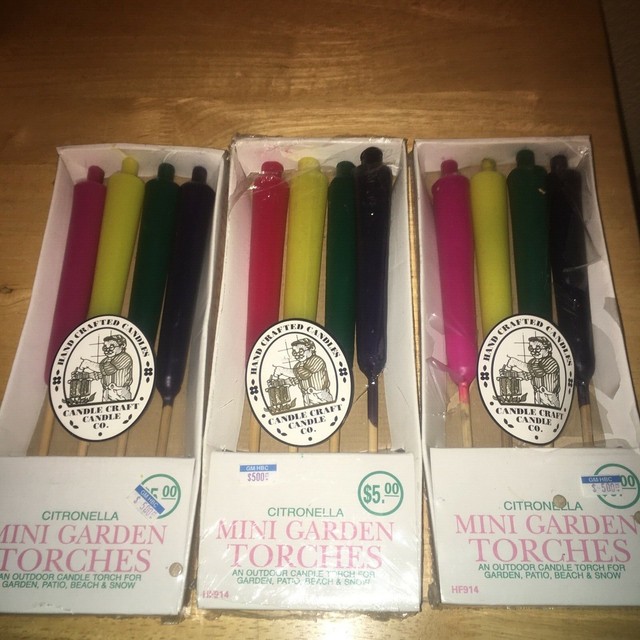 Citronella Mini Garden Torches 4 Color Candle Set New Lot Of 3 Boxes eBay