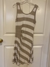 Great Calvin Klein Beige & White Striped Dress - Size Women's 8