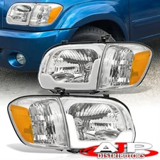 Chrome Amber OE Style LED DRL Headlight Lamp For 2005-2007 Toyota Tundra Sequoia