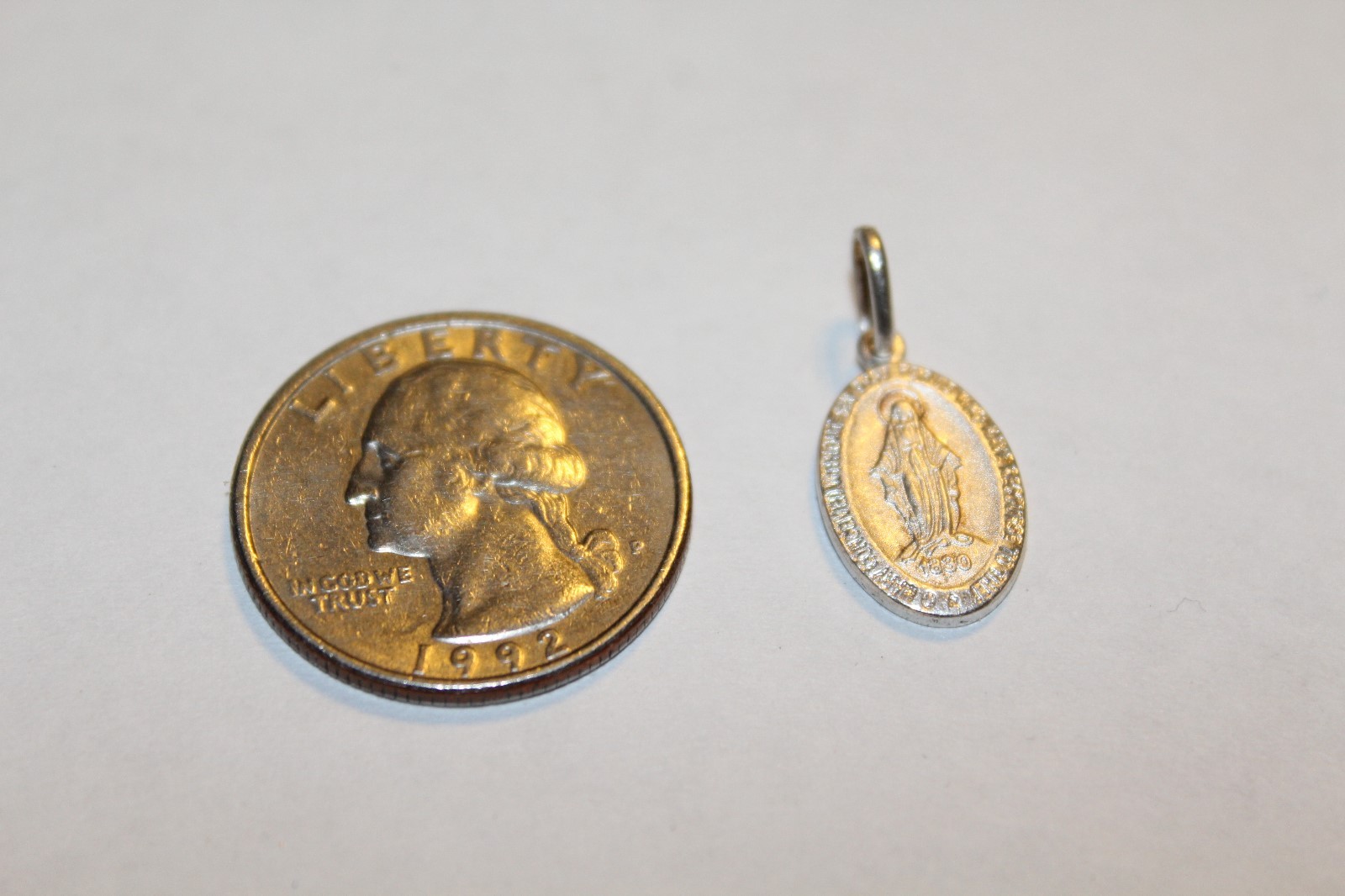 STERLING SILVER CHARM MEDAL MARY CONCEIVIED WITHOUT SIN  100000