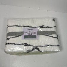 The Land Of Nod Crib Skirt Swan Soir e White Ruffle Black Trim 100 Cotton NEW