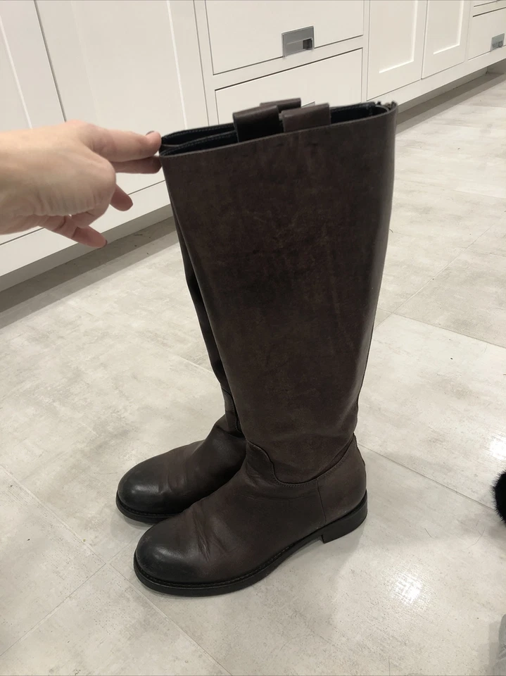 Alberto Fermani высокий молнии коричневые кожаные сапоги для верховой езды, размер 36 1/2 (США 6,5) - Изображение 3 из 4