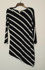Women's "Dressbarn" Black Striped Hi-Low Dolman Sleeve Knit Dress; Size S