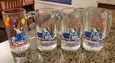 Bud Light Spuds MacKenzie Beer Mug Ski Snowmobile Ice Skate USA 1987 Set of 4