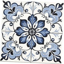 PCS Blue Floral Scrollwork Pattern 12x12 Inch 10 Blue and White Ornate Floral