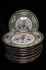 JINGDEZHEN GUANG CAL CHINESE FAMILLE ROSE CENTER VASE 12 DINNER PLATES 10"