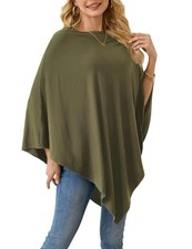 Women's Versatile Poncho Tops Lightweight Wrap Scarf for Spring Army Green