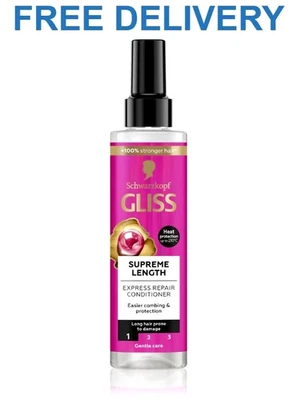 Schwarzkopf Gliss SUPREME LENGTH Spray Conditioner 200ml Long Hair Care UK Stock - Image 1 of 4