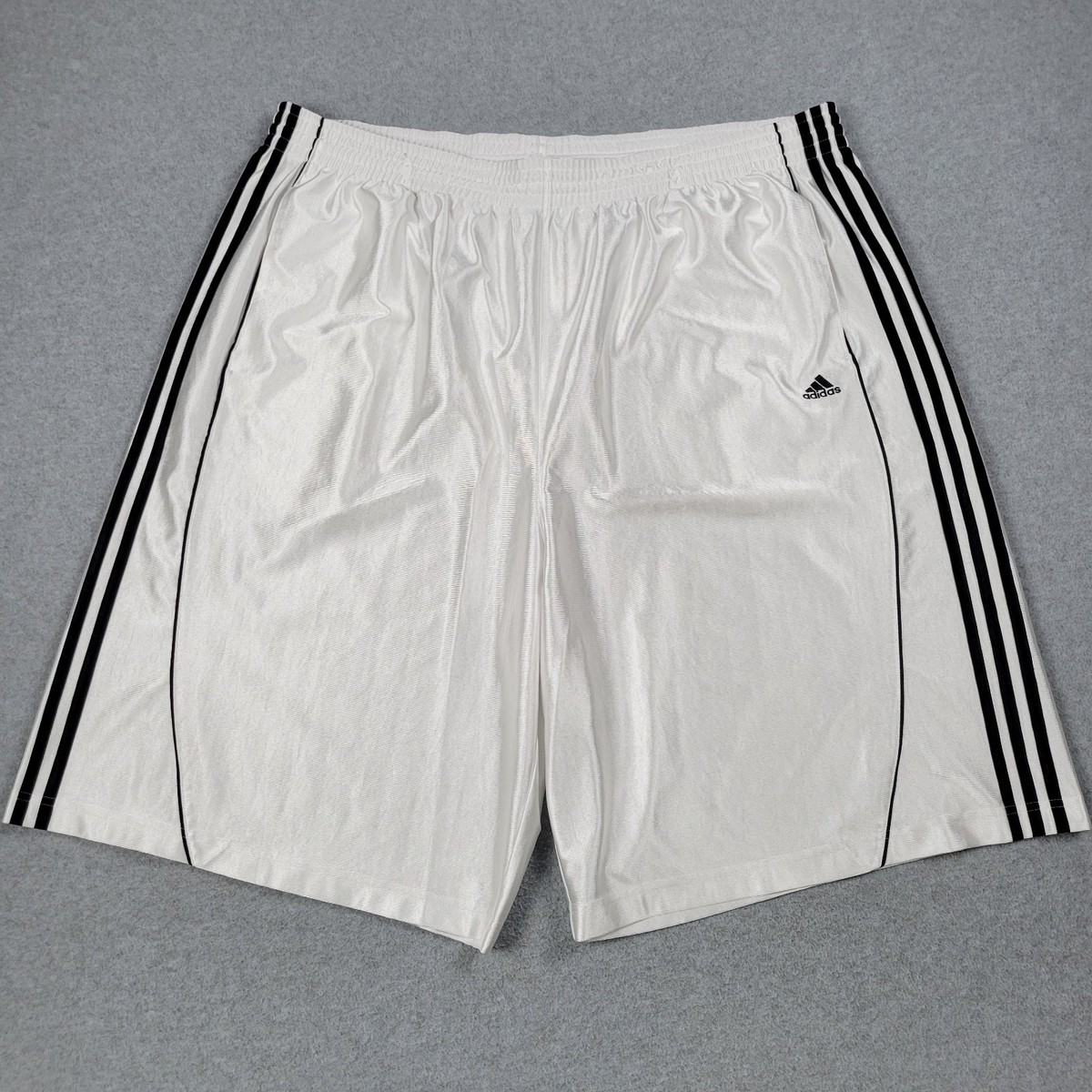 Adidas Basketball Shorts Men 4XL White Shiny Silky Dazzle Long