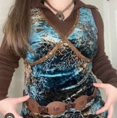 NEW vintage dressbarn y2k gothic grunge fairy whimsigoth top vneck size L - Picture 4 of 6