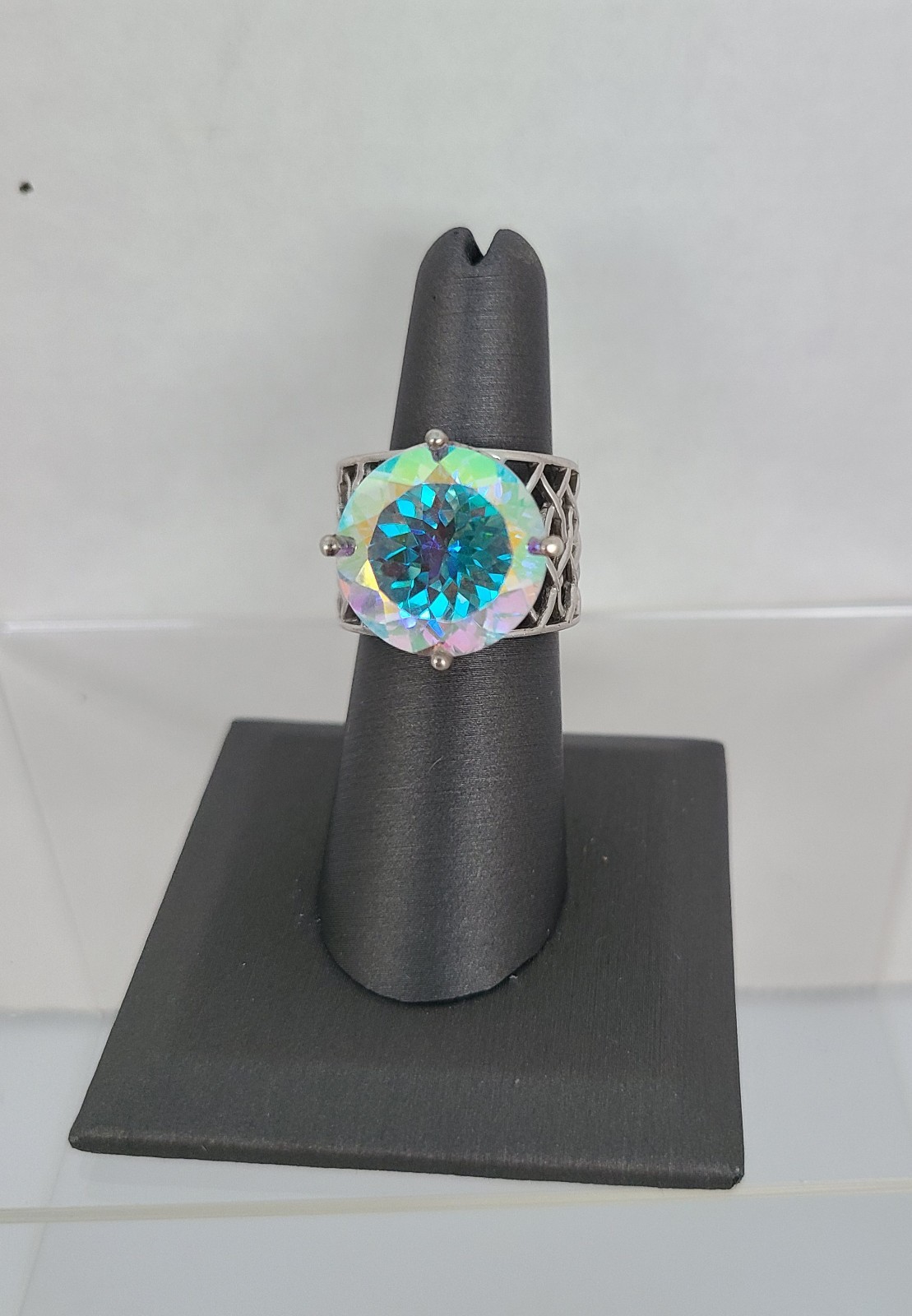 STS Huge Sterling Silver Statement Ring  Aurora B… - image 5