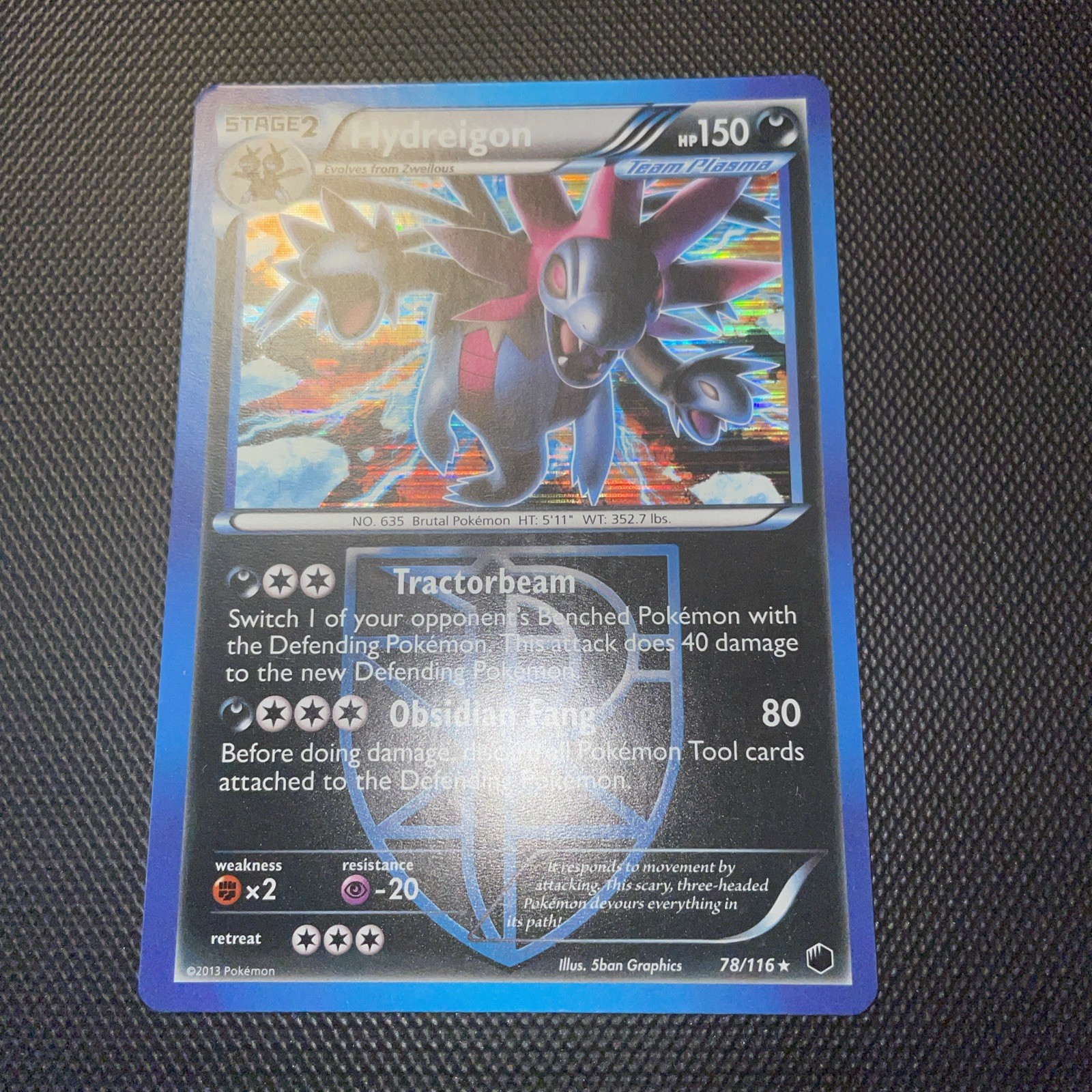 Pokemon Black & White Plasma Freeze HYDREIGON (Team Plasma) Holo Rare 78/116 NM