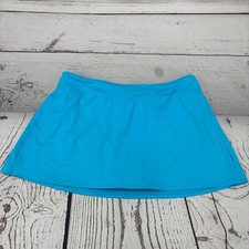 Lands End Womens Swim Skirt Turquoise Blue Built-in Brief Size 12 ModestSwimwear