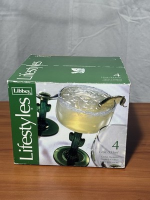 Libbey Lifestyles Cactus Margarita Glasses Set of 4 12oz Green Stem