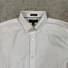 Banana Republic Mens L Slim Fit Non-Iron Cotton Dress Shirt Geometric Micro Dot