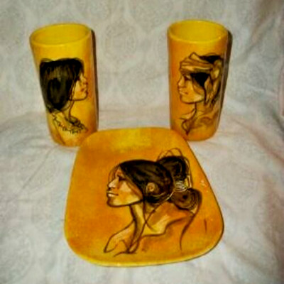 1970s Navajo Art Pottery HP Portrait Rena Paradis de Santa Fe New Mexico RARE