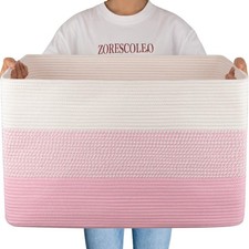 108L Super Large Blanket Basket For Living Room, 25 x16 x16 Rectangle Woven ...