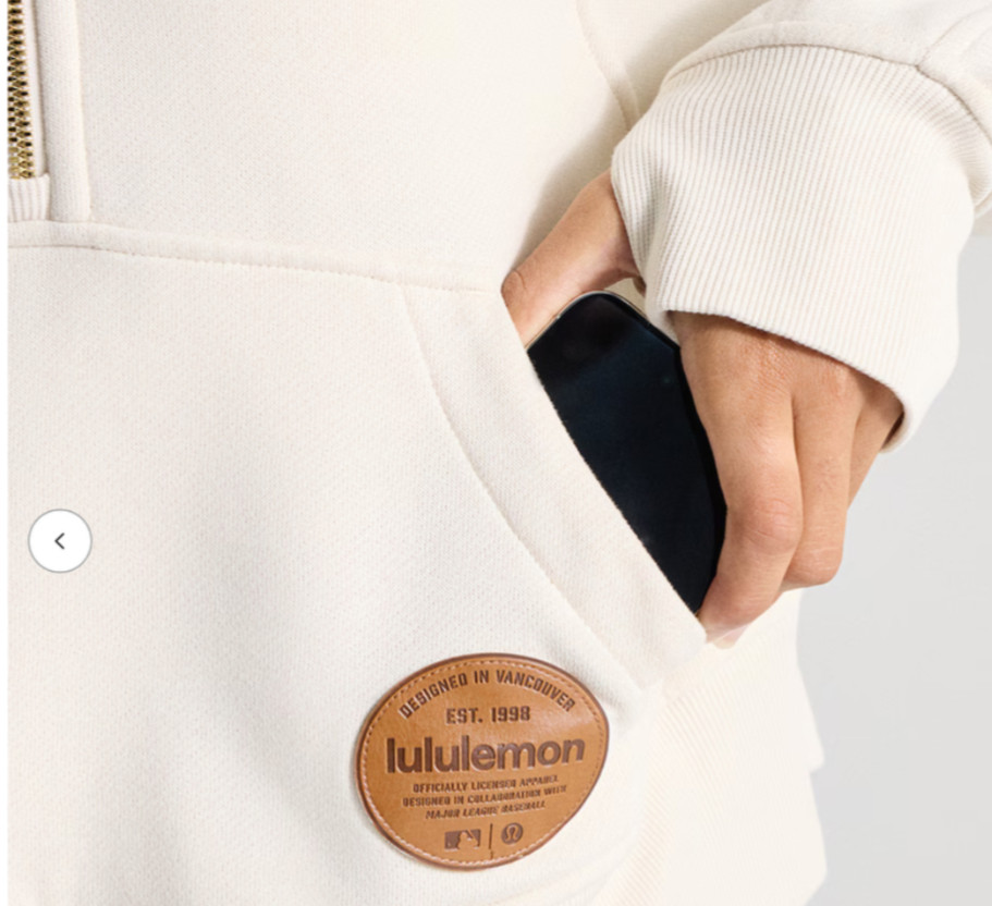 NWT Women LULULEMON LA DODGERS Light Ivory Scuba Oversized Half Zip Hoodie XS/S image 7