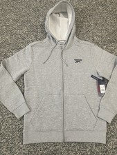 Reebok Mens Identity Knit/Fleece Full Zip Hoodie-Grey Heather- Small -Brand NWT