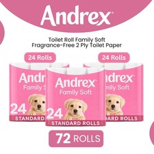 Image of Andrex Toilet Rolls x72 Family Soft Fragrance-Free 2 Ply Toilet Paper