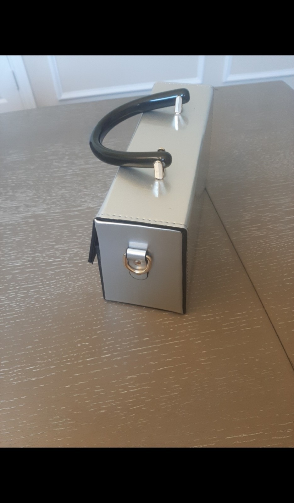 Silver And Gold Rectangular Clutch Structured Cro… - image 5