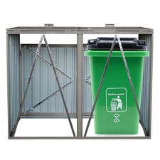 Stainless Steel Garden Bin Shed - Secure Outdoor Trash Storage with -Resistant