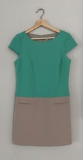 Eliza J Women Size 4 shift dress short cap-sleeve dress sea green teal and tan 