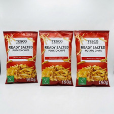Potato Chips Salted 150g Tesco 3/4/5/6 Multipacks Crunchy & Vegan Crisps Snack