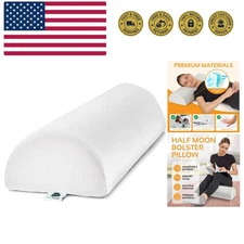 Large Half Moon Bolster Pillow for Legs, Knees, Lower Back and Head, Lumbar S...