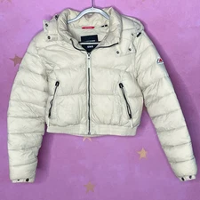 SUPERDRY BEIGE FUJI CROPPED HOODED JACKET SIZE US 12