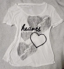 EXPRESS Women's Sleep T-Shirt Tee Size Small Semi-Sheer White with Black Graphic