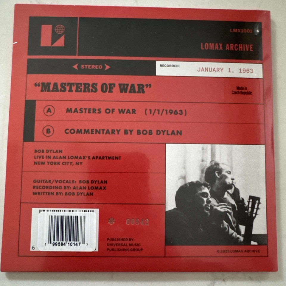 RSD BLACK FRIDAY 2025 SEALED BOB DYLAN MASTERS OF WAR NUMBERED 7” #0849 - Image 2 of 3