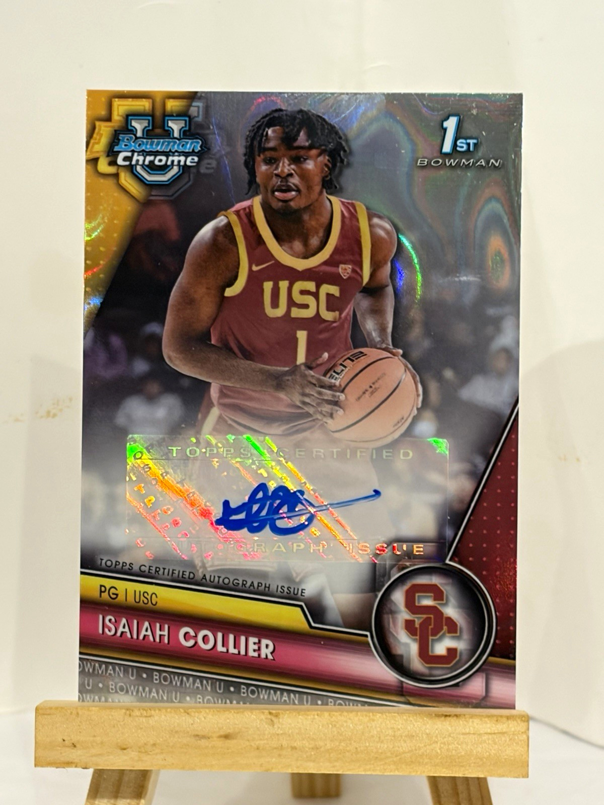 Topps 2023-24 Bowman Univ Chrome Isaiah Collier Lava Refractor Auto /199 RC