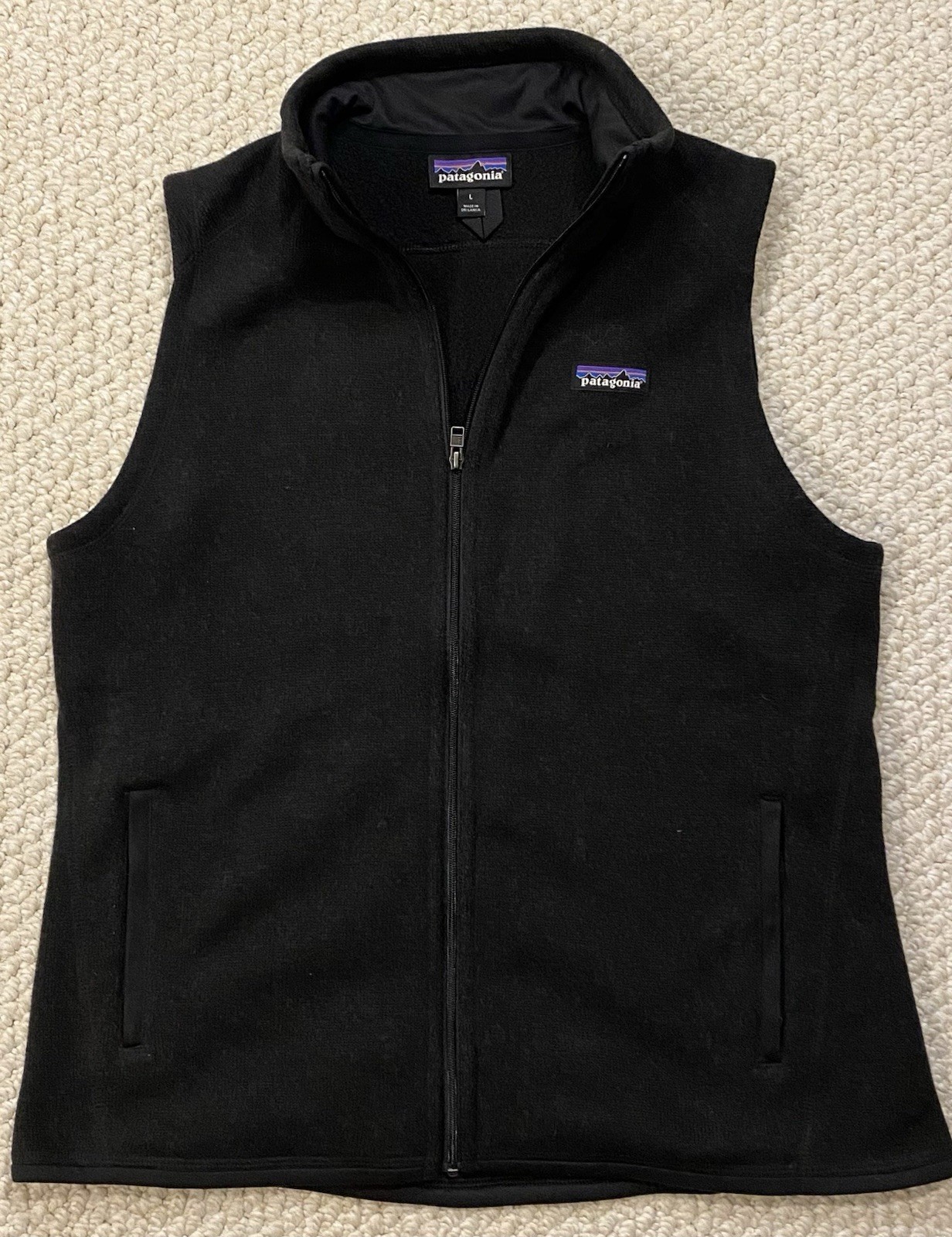 PATAGONIA Better Sweater Vest L Large Womens Black Full Zip Fleece Jacket