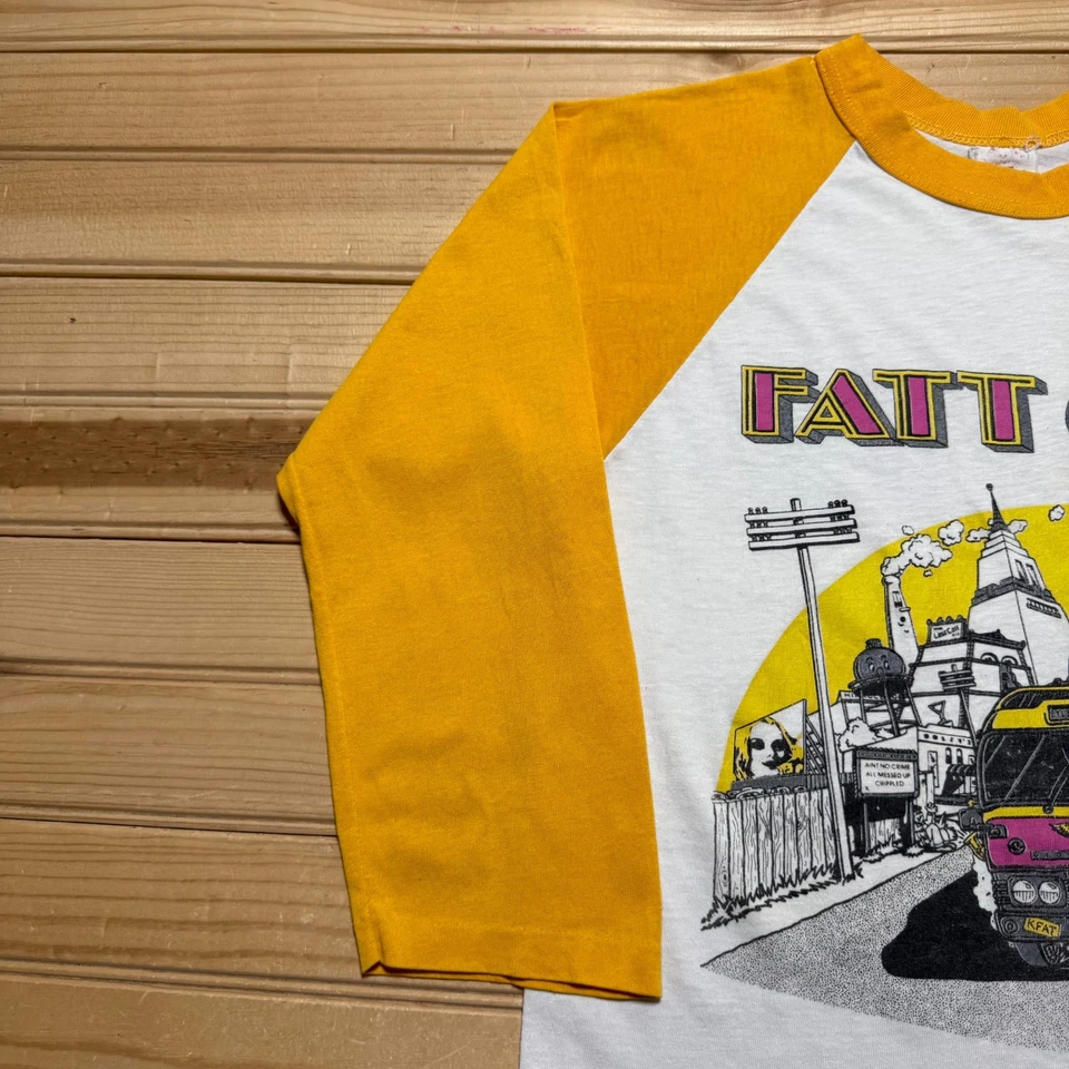 Camisa Raglán Gráfica Autobús Ciudad Grasa Años 80 90 Hecha en EE. UU. Para Hombre - Talla Mediana Foto 3 de 4