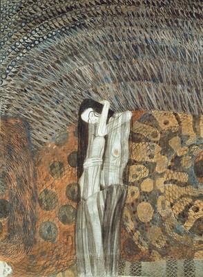 Detail des Beethovenfrieses ''Die feindlichen Kräfte'' Klimt 1901-02 Teil 3 A1-A4 Poste