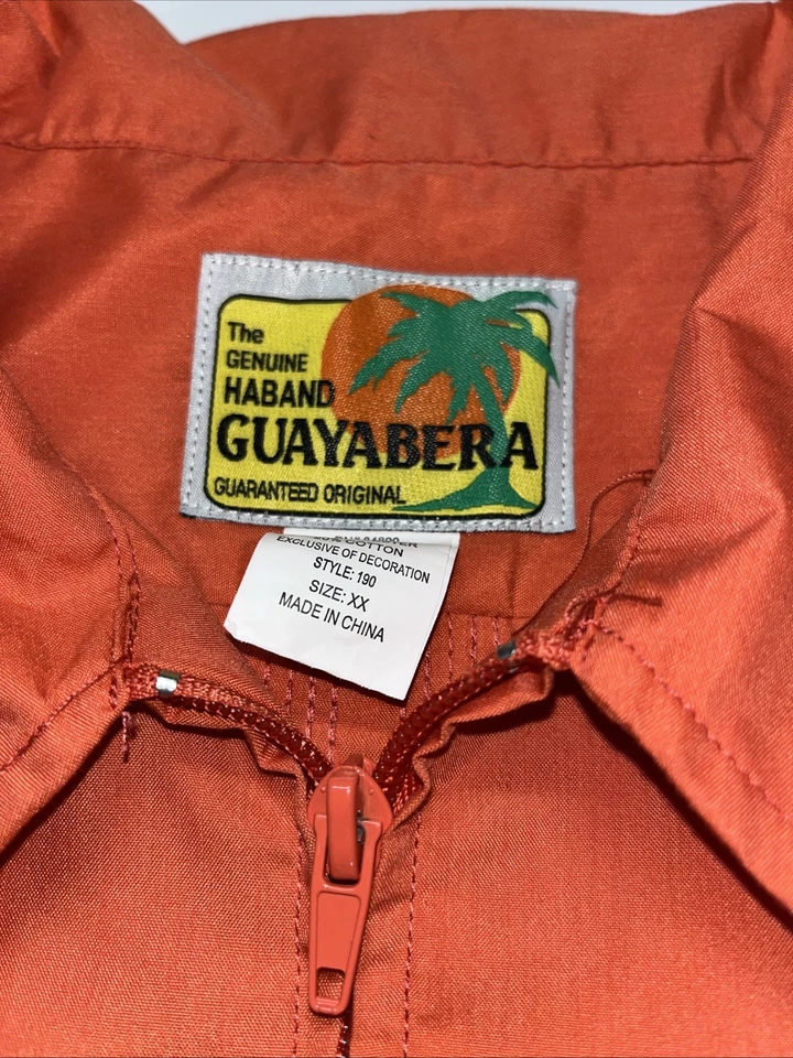Haband Guayabera Men's Embroidered Short Sleeve Full Zip Shirt 2X XXL  Coral - Image 4 of 4