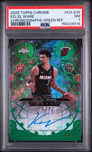 Topps 2025-26 Chrome Chromographs Kel'el Ware CH-KW Green /99 Auto PSA 7