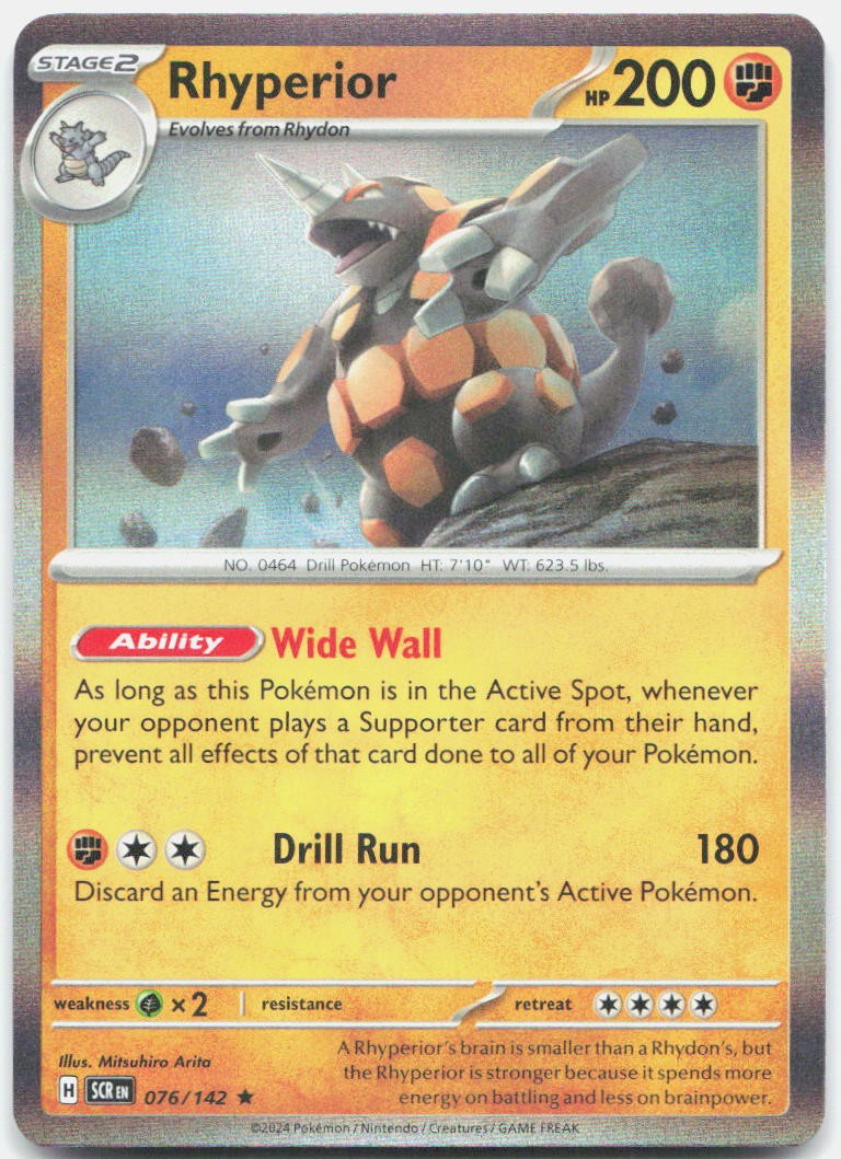 Rhyperior 76/142 Rare Stellar Crown Pokemon Holo Near Mint