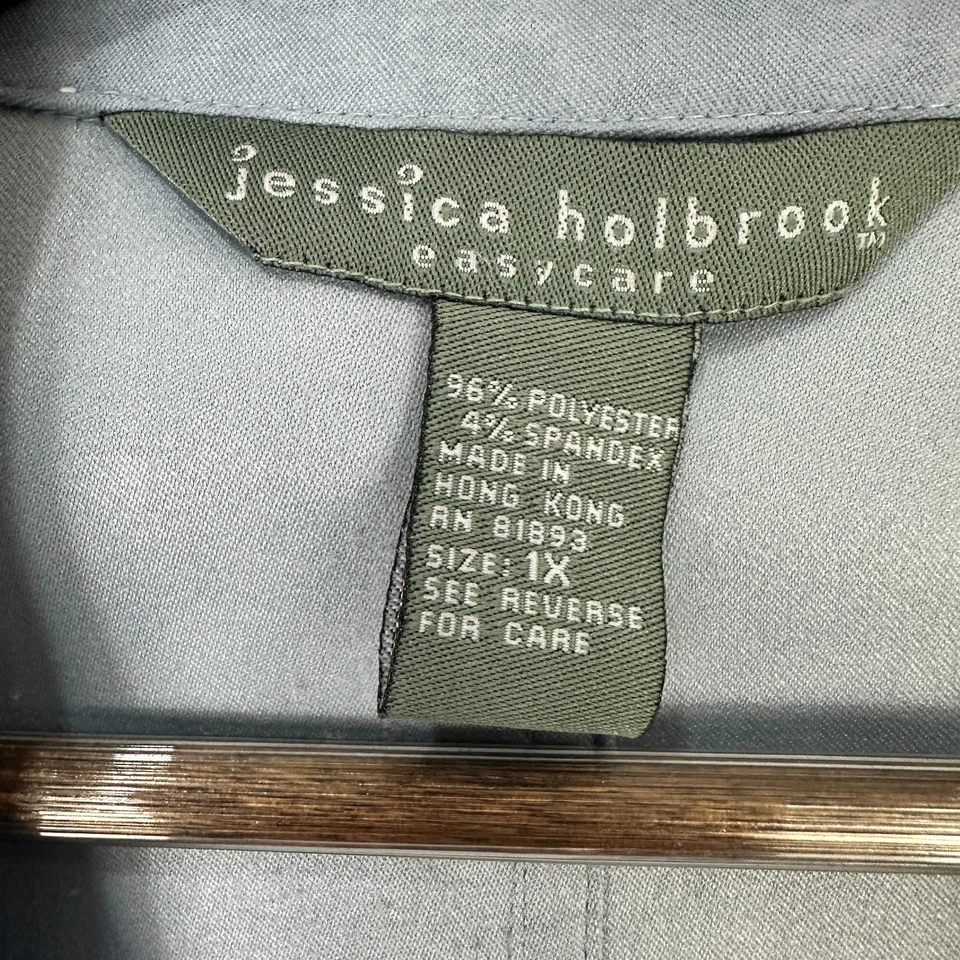 Jaqueta Jessica Holbrook 1X Azul Camurça Falsa Botão Blazer Casaco Carreira Minimalista - Imagem 2 de 4