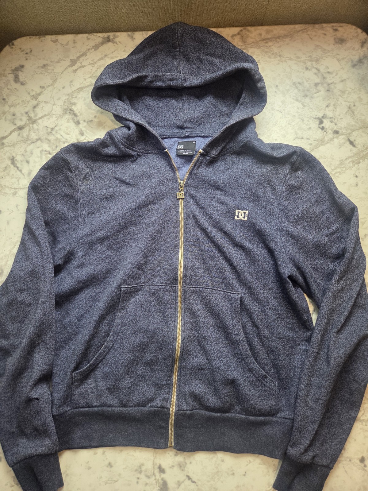 Hoodie Size Medium Blue Zip Up Distressed