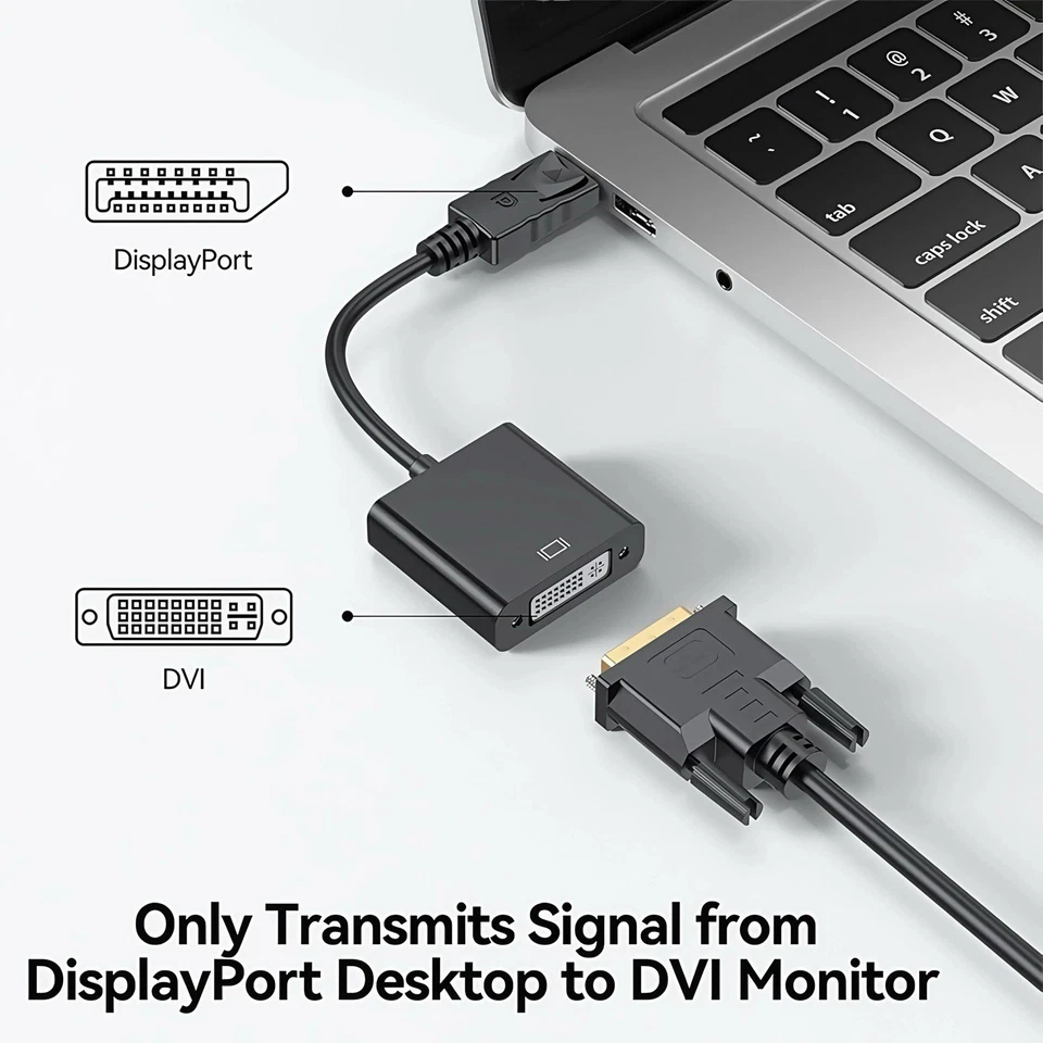 DisplayPort zu DVI Adapter 10cm DP auf DVI Konverter Kabel für Monitor Beamer PC - Bild 3 von 4