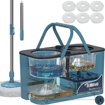 Spin Mop for Large Homes & Big Floor Cleaning, Clean & Dirty Water Separation Mo