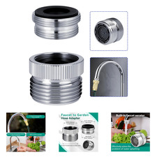 Faucet Adapter with Aerator Chrome Brass 3/4 Inch GHT Sink to Garden Hose