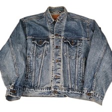 Vtg 90s Levis Blue Denim Trucker Jacket 70507-4890 Mens Size Medium Distressed