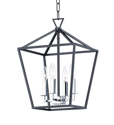 Maxim Abode 4-Light Transitional Chandelier in Textured Black and Polished - Picture 2 of 2