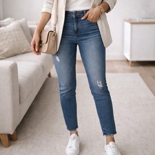 Democracy Ab Solution Skinny Crop Jeans Size 4 Distressed Raw Hem Sculpting